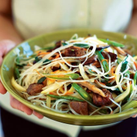 Korean Clear Noodles with Mixed Vegetables Recipe | MyRecipes image