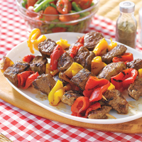 Lamb Kebabs with Roasted Peppers Recipe | MyRecipes image