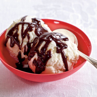Ice Cream with Dark Chocolate Sauce Recipe | MyRecipes image