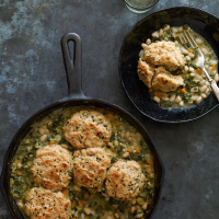 Kale & White Bean Potpie with Chive Biscuits Recipe ... image