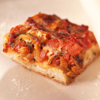 Pizza with Sweet Peppers and Mozzarella Recipe | MyRecipes image