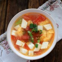 Tofu Egg Soup with Tomatoes | China Sichuan Food image
