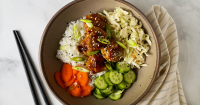 Ginger-Scallion Chicken Meatballs with Sesame-Soy Glaze ... image