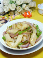 Stir-fried rice cake with pepper and onion recipe - Simple ... image