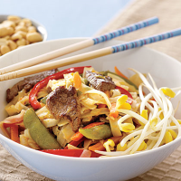 Rice Noodles with Beef Recipe | MyRecipes image