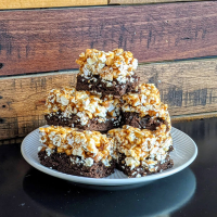 Salted Caramel Popcorn Brownies | Ready Set Eat image