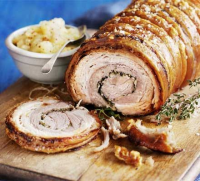 Slow-roast rolled pork belly recipe | BBC Good Food image