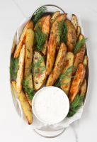 Oven baked potato wedges with creamy dipping sauce (video ... image