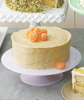 Chocolate Cake With Caramel Frosting and Gumdrop Roses Recipe image