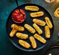 Mozzarella sticks with chilli tomato sauce recipe | BBC ... image
