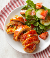 Turkey Meat Loaf Pockets with Peach-Barbecue Glaze ... image