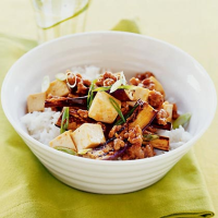 Spicy Eggplant, Pork, and Tofu Stir-fry Recipe | MyRecipes image