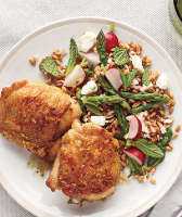 Lemon-Pepper Chicken Thighs With Farro Salad Recipe | Real ... image