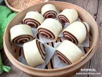 Chocolate Spiral Mantou (Steamed Oriental/Chinese Bun ... image