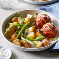 Meatballs with Roasted Green Beans & Potatoes Recipe ... image