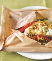 Asian-Style Halibut in Parchment Recipe | Real Simple image