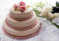 Chocolate wedding cake with marzipan roses recipe | Eat ... image