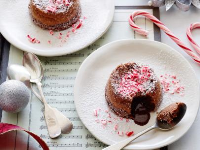 Molten Chocolate Cake with Crushed Candy Canes Recipe ... image