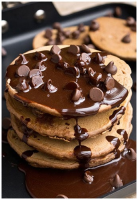 Mocha Pancakes With Mocha Syrup - CakeWhiz image