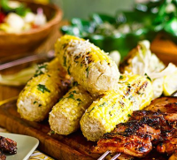 Grilled corn with garlic mayo & grated cheese recipe | BBC ... image