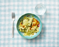 Best Baked Spinach Ravioli with Pesto Cream Sauce Recipe image