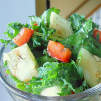 Colorful Kale and Spinach Salad and Homemade Dressing ... image