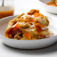 Coconut Mango Bread Pudding with Rum Sauce Recipe: How to ... image