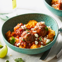 Chipotle Meatballs with Mashed Sweet Potatoes Recipe ... image