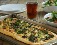 White Pizza with Broccoli and Mushrooms Recipe | SideChef image