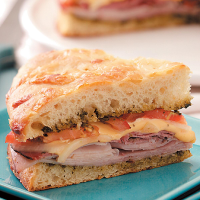 Baked Deli Focaccia Sandwich Recipe: How to Make It image