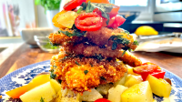 Tuscan Style chicken cutlets and warm Italian potato salad image