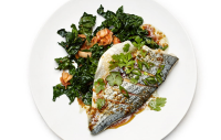 Scallion Fish with Sesame Kale Recipe | Bon Appétit image