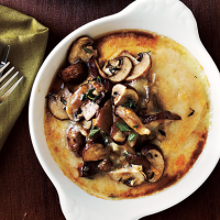 Cheesy Polenta with Mushroom Saute Recipe | MyRecipes image