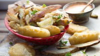 Beer Battered Fish and Chips with Sriracha Dip Recipe ... image