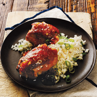 Ginger-Soy Chicken Thighs with Scallion Rice Recipe ... image