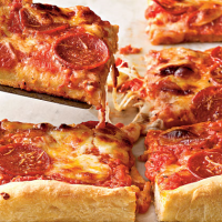 Pepperoni Deep-Dish Pizza Recipe | MyRecipes image