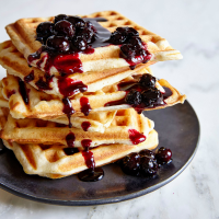 Ricotta Lemon-Blueberry Waffles Recipe | MyRecipes image