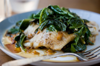 Quick Steamed Flounder With Ginger-Garlic Mustard Greens ... image