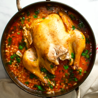 Whole Braised Chicken | One Pot with vegetables and pasta image