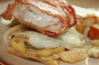 Bacon wrapped pork chops with apples and onions - Recipe ... image
