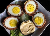 Scotch Eggs with Mustard Sauce 3 | Just A Pinch Recipes image