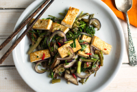 Spicy Stir-Fried Eggplant, Tofu and Water Spinach (Ong Choy) image