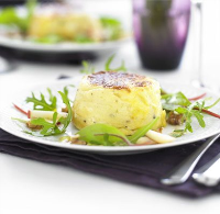 Twice-baked goat’s cheese soufflés with ... - BBC Good Food image