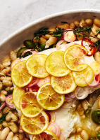 Roast Fish with Cannellini Beans and Green Olives Recipe ... image