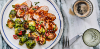 Chile-Marinated Pork With Savory Brussels Sprouts Recipe ... image