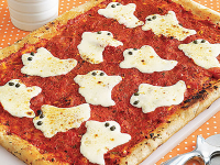 Ghostly Pizza Recipe | MyRecipes image