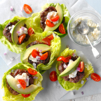 California Burger Wraps Recipe: How to Make It - Taste of Home: Find Recipes, Appetizers, Desserts, Holiday Recipes & Healthy Cooking Tips image