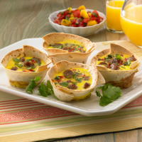 Breakfast Tortilla Cups Recipe | MyRecipes image