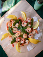 SHRIMP WITH PEA PODS OVER ANGEL HAIR – Ricky's Dinner Recipes image