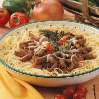 Steak Strips with Spaghetti Recipe: How to Make It image